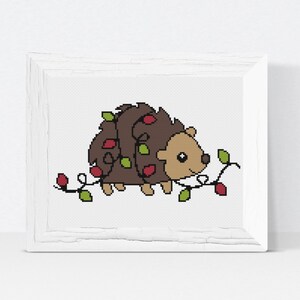 Holly Jolly Hedgehog - Christmas Themed Cross Stitch PDF Pattern