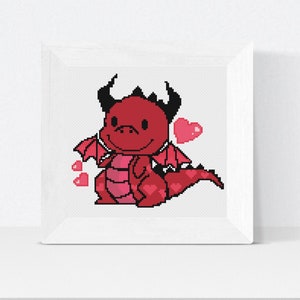 Fantasy Red Dragon Cross Stitch Pattern – Mythical Creature Cross Stitch – Beginner Friendly And Easy To Do Instant PDF Download