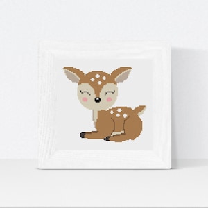 Baby Deer Cross Stitch Pattern - Spring Nature Embroidery PDF, Wildlife Cross Stitch Pattern, Beginner Friendly and an Easy Instant Download