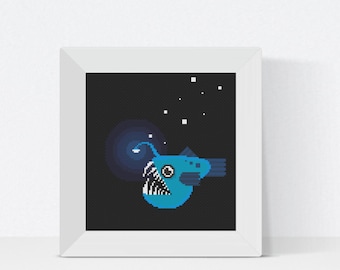 Underwater Wonders: Deep Sea Fish Cross Stitch - PDF Download