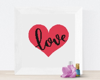 Captivate with Love: Heart Cross Stitch Pattern - PDF Download