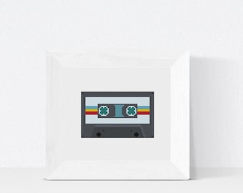 Nostalgic Beats: Retro Cassette Tape Cross Stitch - PDF Download