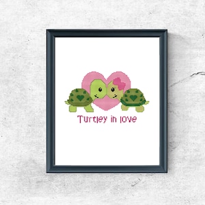 Slow and Steady Love: Valentine's Day Turtle Cross Stitch - PDF Pattern