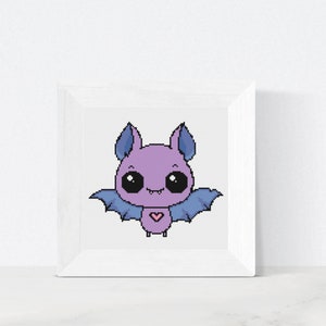 Cute Baby Bat Cross Stitch Pattern | Mini Gothic Bat Embroidery | DIY Room Décor | Easy Nature Cross Stitch | Instant PDF Download