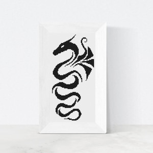 Dragon Cross Stitch Pattern – Tattoo Art-Style Fantasy Embroidery PDF, Mythical DIY Decor, Beginner Friendly, Simple Instant Download