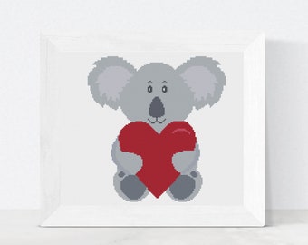 Koala Cross Stitch Pattern, Love Cross Stitch Pattern, Cross Stitch Pattern, PDF Download