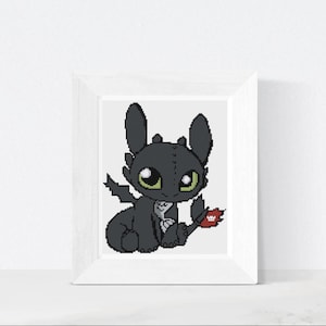 Simple Baby Dragon Cross Stitch Pattern - Cute Fantasy Character Embroidery PDF, Beginner Friendly Instant Download