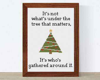 Schema punto croce albero di Natale festivo - Guida al ricamo PDF per decorazioni natalizie