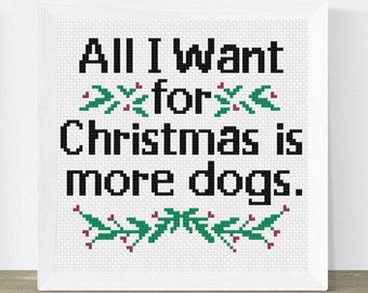Schema punto croce segugio natalizio - Scarica PDF cane di Natale per cucire