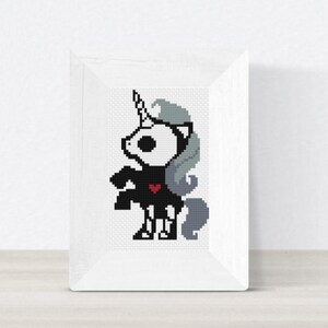 Gothic Unicorn Cross Stitch Pattern – Beginner Friendly (PDF Download)