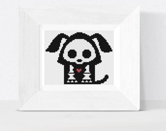 Gothic Dog Cross Stitch Pattern, Dark Decor (PDF Pattern)