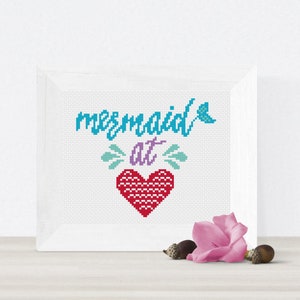 Mermaid's Love Song: Valentine's Day Mermaid Cross Stitch - PDF Download
