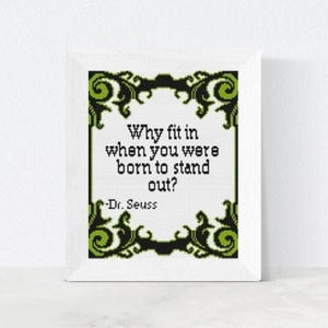 Inspirierende Dr. Seuss Kreuzstich - Motivationszitat PDF Muster - Sofortiger Download Typografie Stickerei Kreuzstich