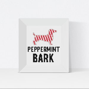 Peppermint Bark Dog Cross Stitch, Funny Christmas Embroidery PDF, Holiday Dog Lover Gift, Festive DIY Decor, Instant Download Pattern