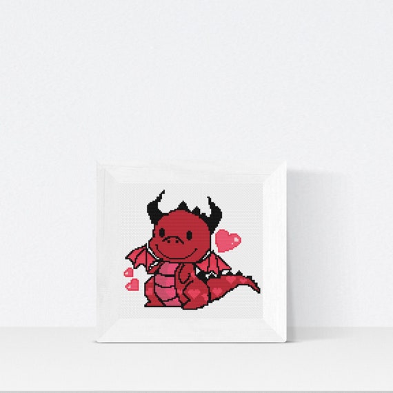 Red Dragon Cross Stitch Pattern – Mythical Creature Embroidery (PDF Download)