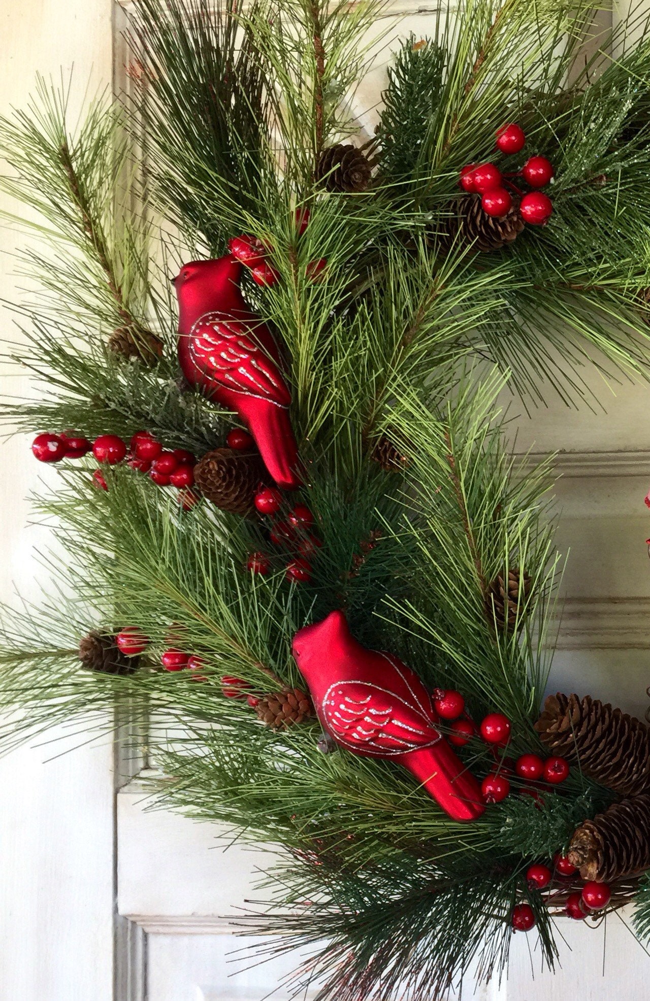 Christmas cardinal wreath holiday wreath Christmas wreath Etsy