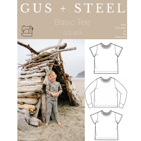 Basic Kids Long Sleeve T-Shirt PDF Sewing Pattern - Pattern #131