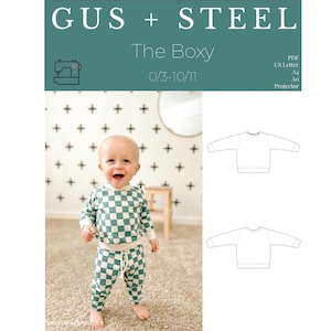 Het Boxy Kids sweatshirt met ronde hals PDF naaipatroon - patroon #110