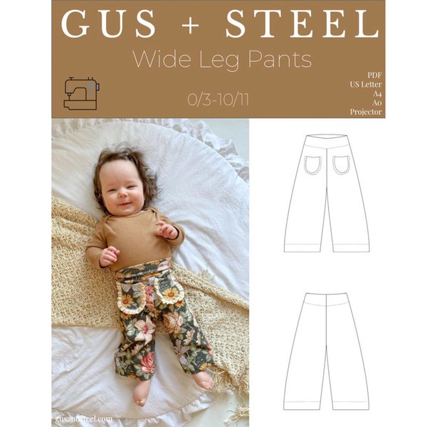 Wide Leg Pants with Ruffle Pockets PDF Sewing Pattern - Pattern #100