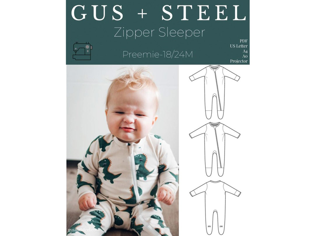 Footie Zipper Sleeper Pajamas With No Scratch Mittens Patterns 105 Etsy