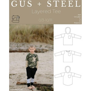 Kids Hooded Layered Tee PDF Sewing Pattern - Pattern #123