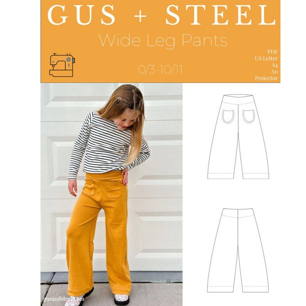 Trendy Straight Wide Leg Knit Pants with Pockets PDF Sewing Pattern - Pattern #100