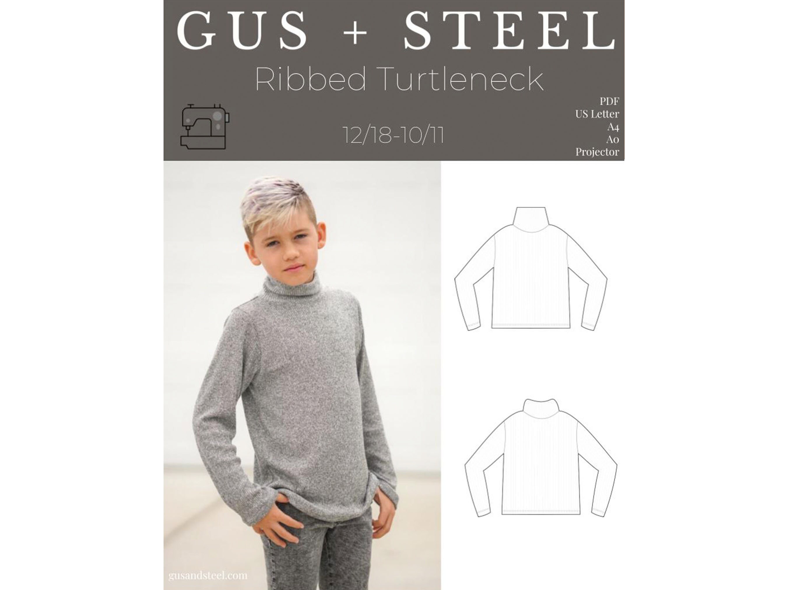 Unisex Ribbed Turtleneck Sweater Top PDF Sewing Pattern - Pattern #116