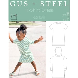 Hooded Tee Shirt Girls and Toddler Dress With Pockets PDF Sewing Pattern Pattern 133 Etsy
