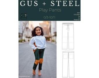 Knee Patch Jogger Style Play Pants PDF Sewing Pattern - Pattern #119