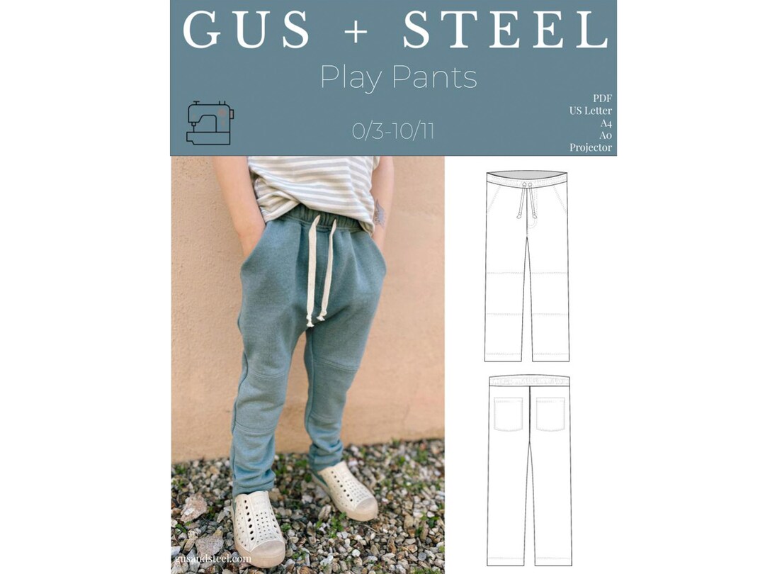 Play Pants With Reinforced Knees and Drawstring PDF Sewing Pattern