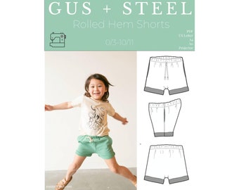 Patron de couture PDF pour shorts enfant ourlet roulotté - Patron #115