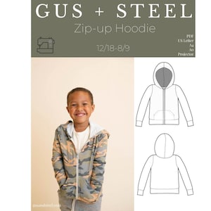 Kids Zip-Up Hoodie with Kangaroo Pocket PDF Sewing Pattern - Pattern #107