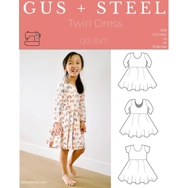 Kids Twirl Dress PDF Sewing Pattern - Pattern #108