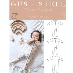 Zipper Sleeper with Zipper Guard PDF Sewing Pattern - Patterns #105