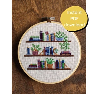 Book Lover's Set Cross Stitch Pattern Pdf Stack of Books