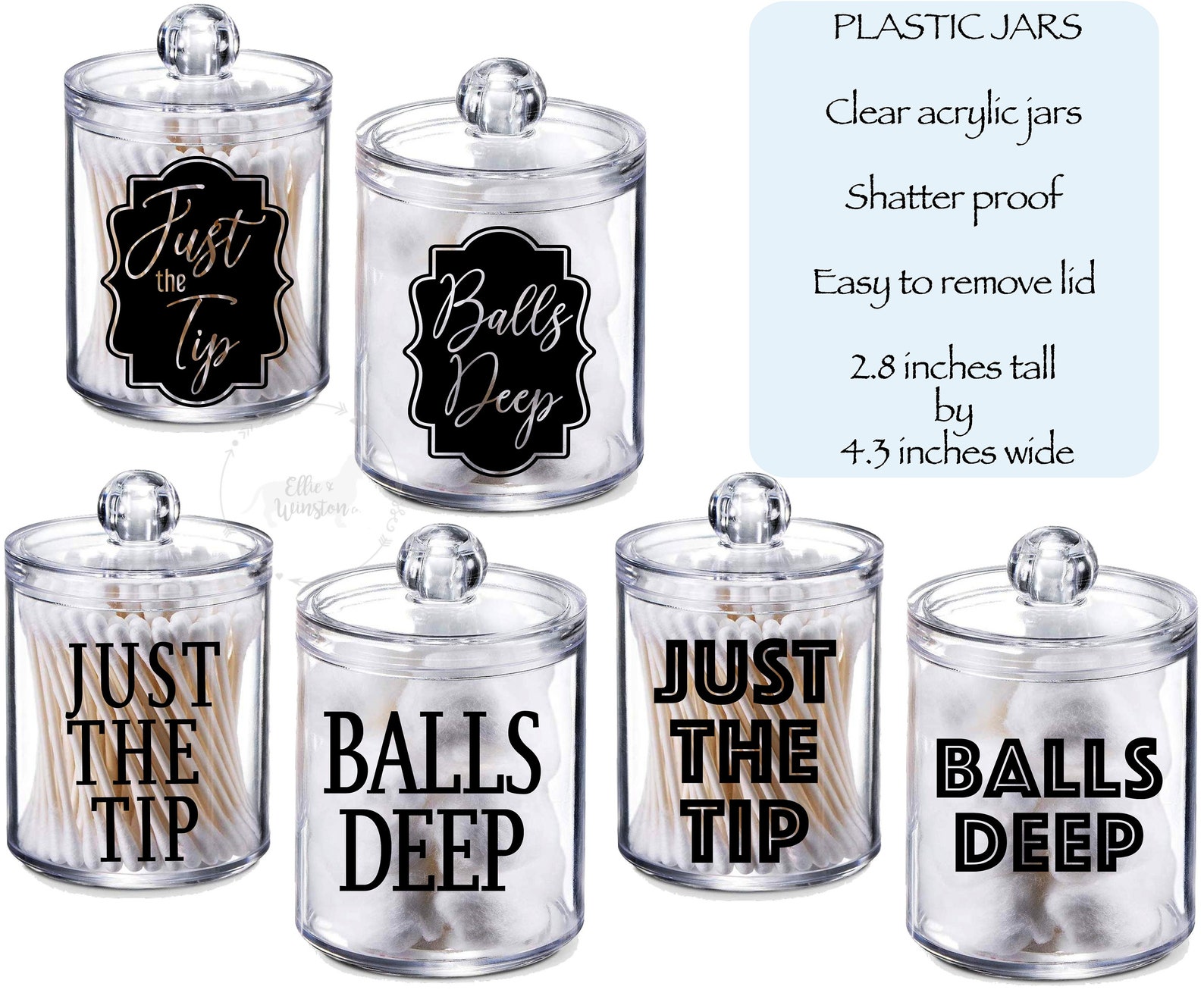 Just The Tip QTip Container Balls Deep Cotton Ball Etsy