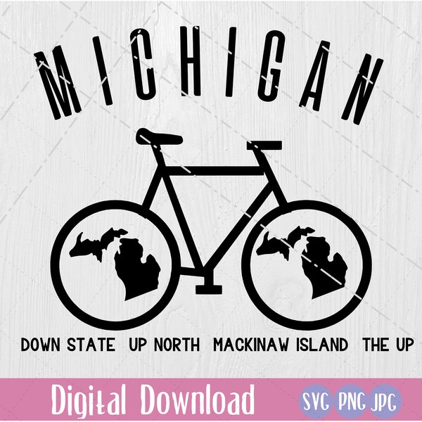 Michigan Bike | Upnorth svg| Mackinac Island SVG PNG| Pure Michigan SVG | Michigan svg