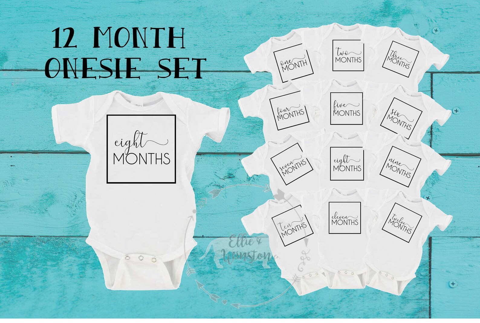 12 Month Onesie®set SVG Milestone Onesie®set PNG One Month - Etsy