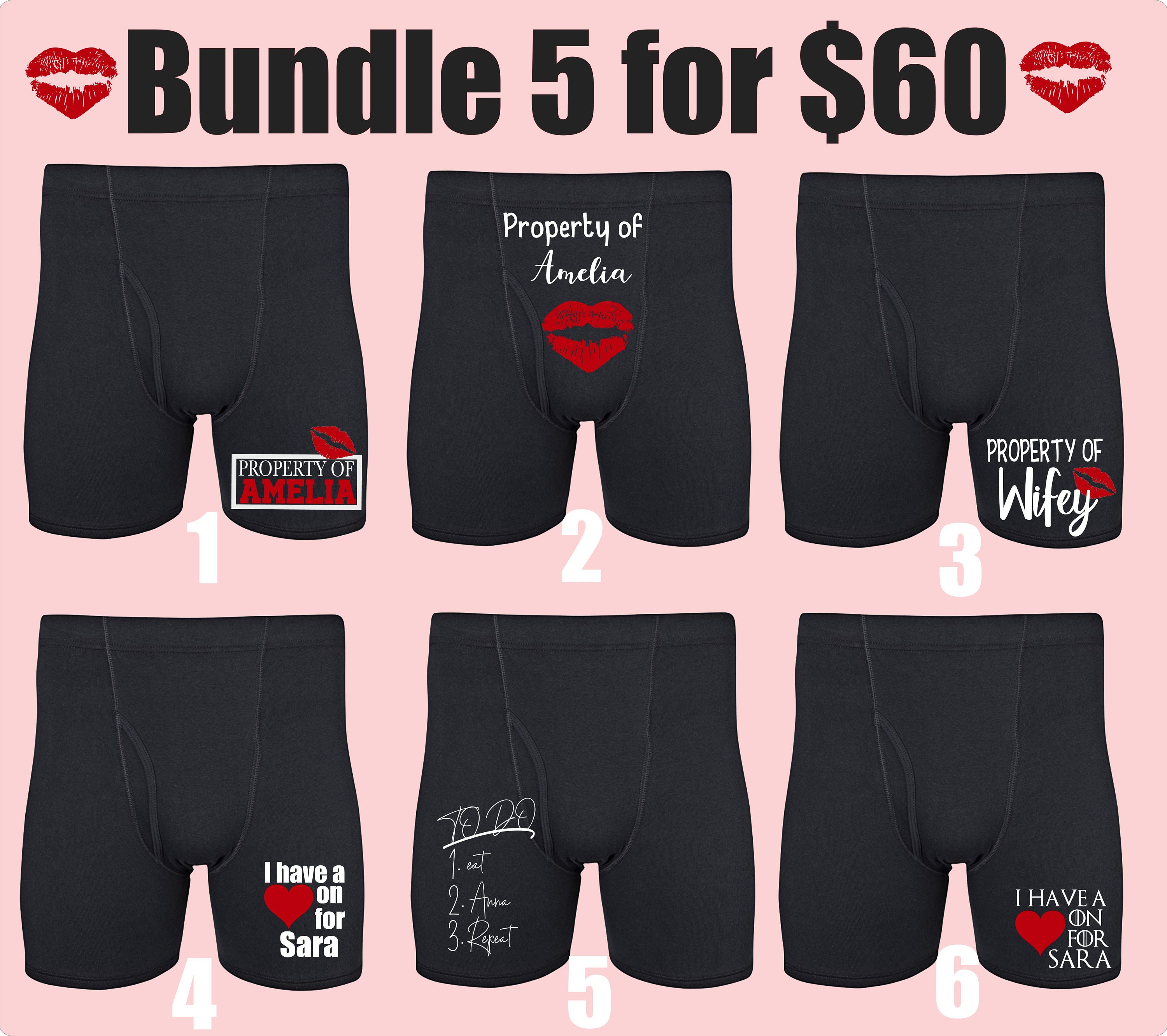 Naughty Valentines Day Boxer BriefsPersonalized Funny Boxers Etsy