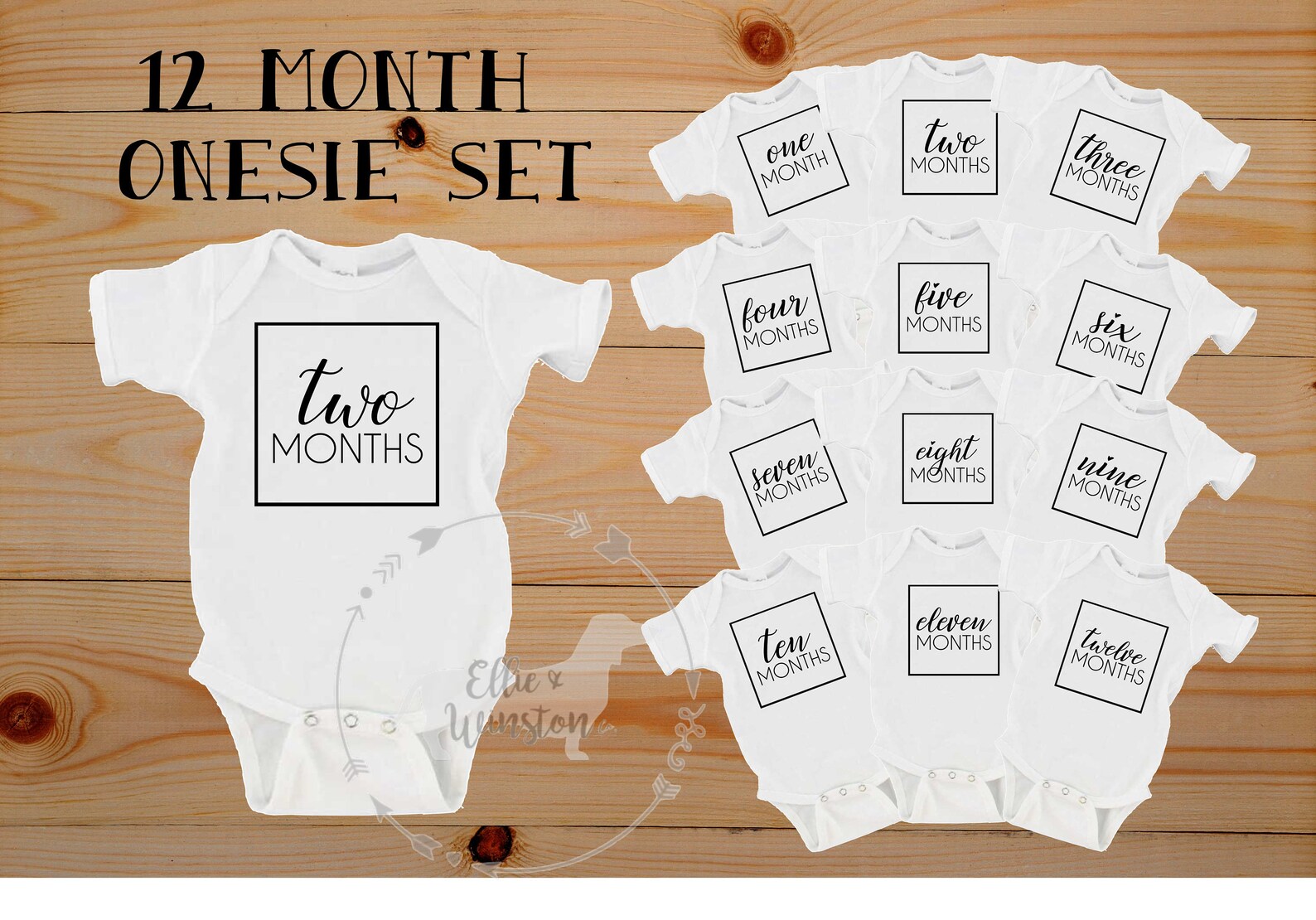 12 Month Onesie®set SVG Milestone Onesie®set PNG One Month - Etsy