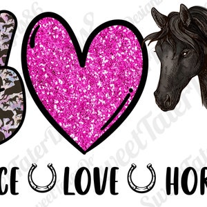 Pace Amore Cavalli Rosa Glitter Country Western Sublimation PNG SOLO