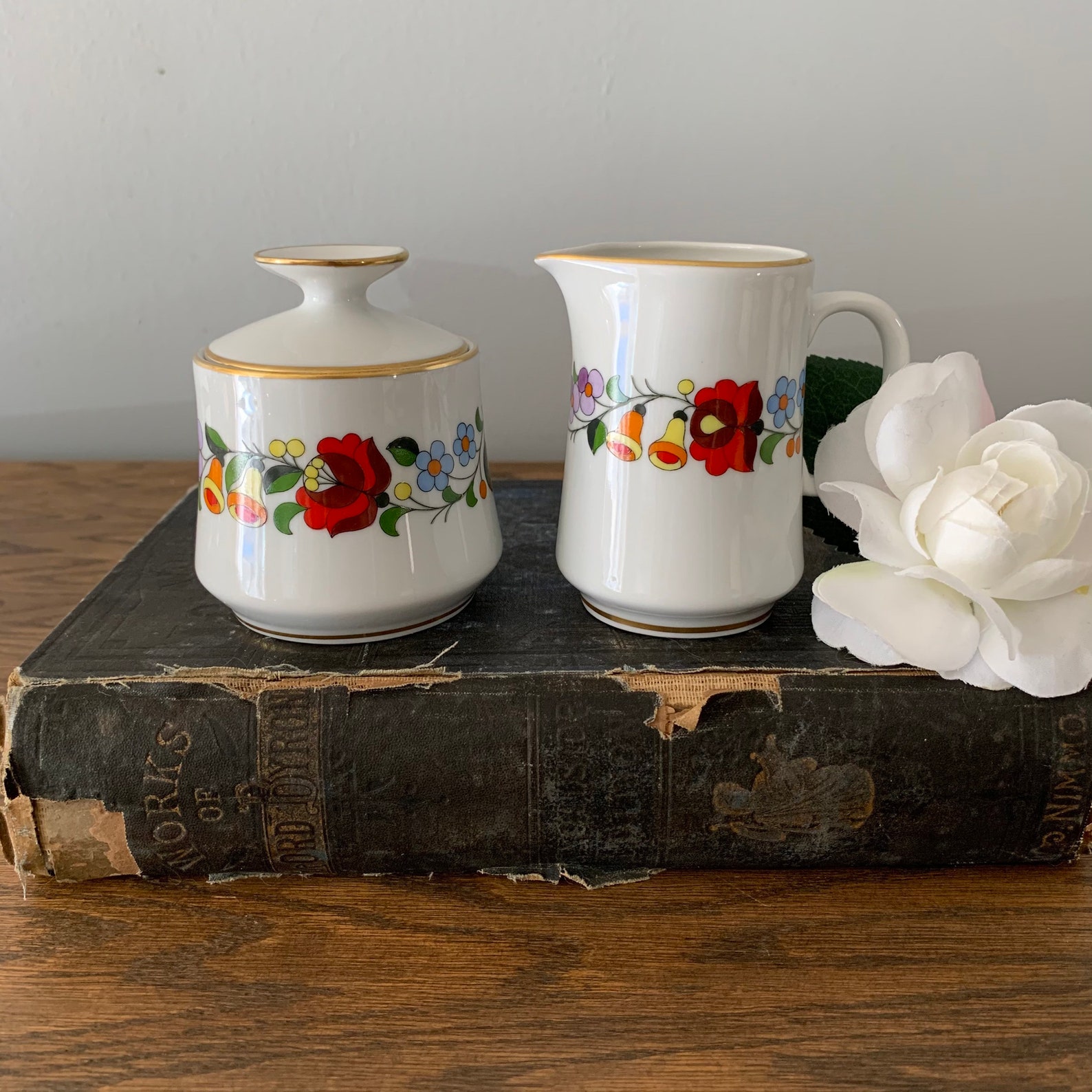 Vintage Kalocsa Sugar and Creamer Small Tea Coffee Etsy