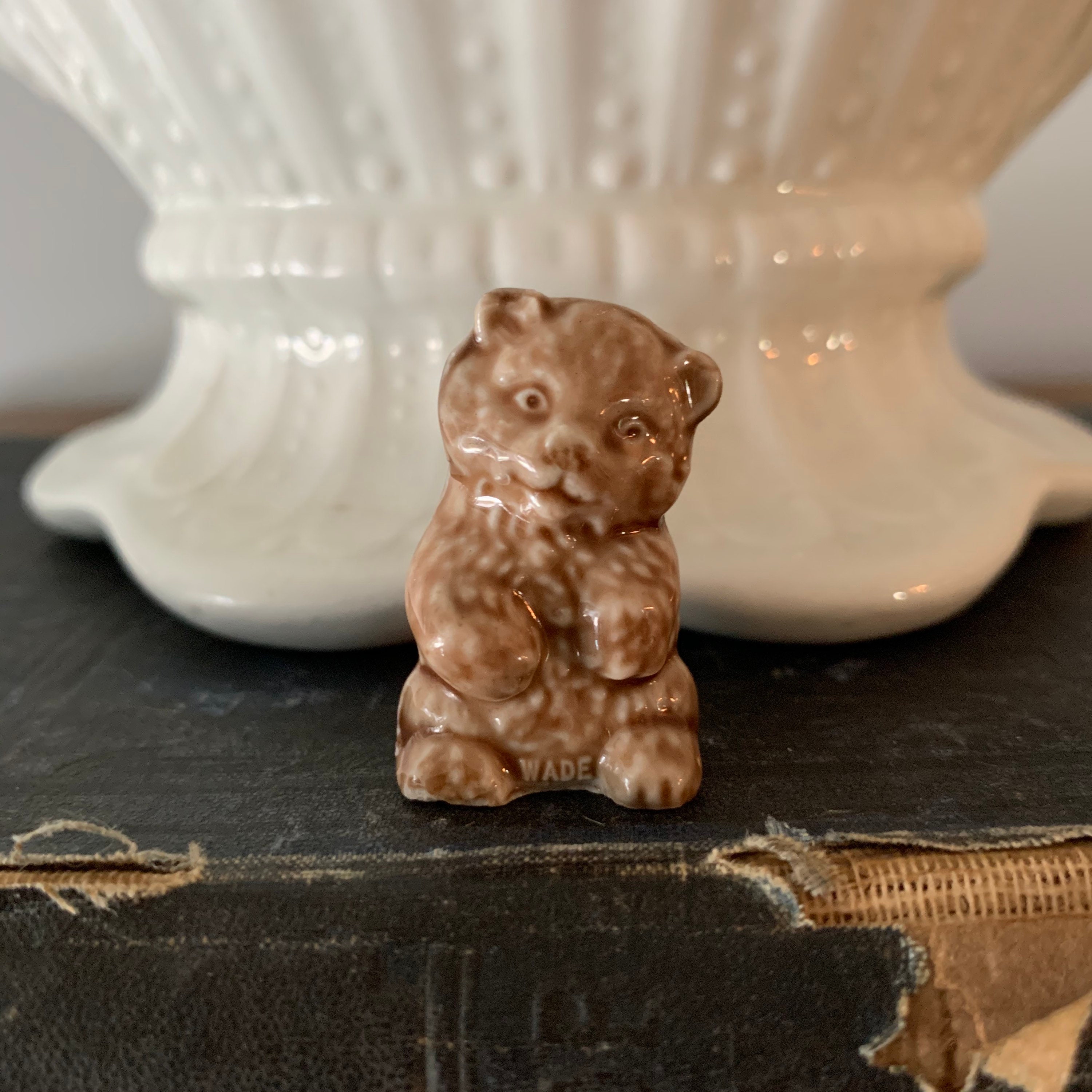 Vintage Wade England Bear Cub Whimsies Red Rose Tea Figurine Etsy