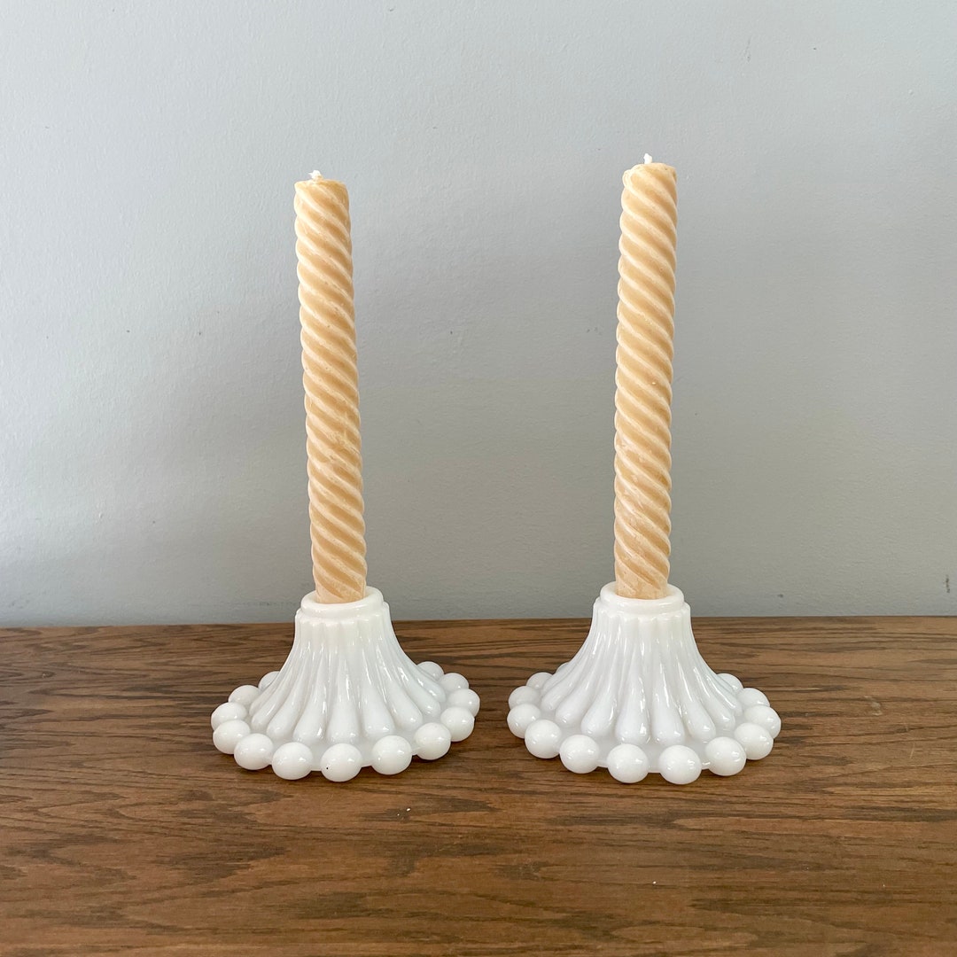 Vintage Milk Glass Candlestick Holder Anchor Hocking Boopie Etsy