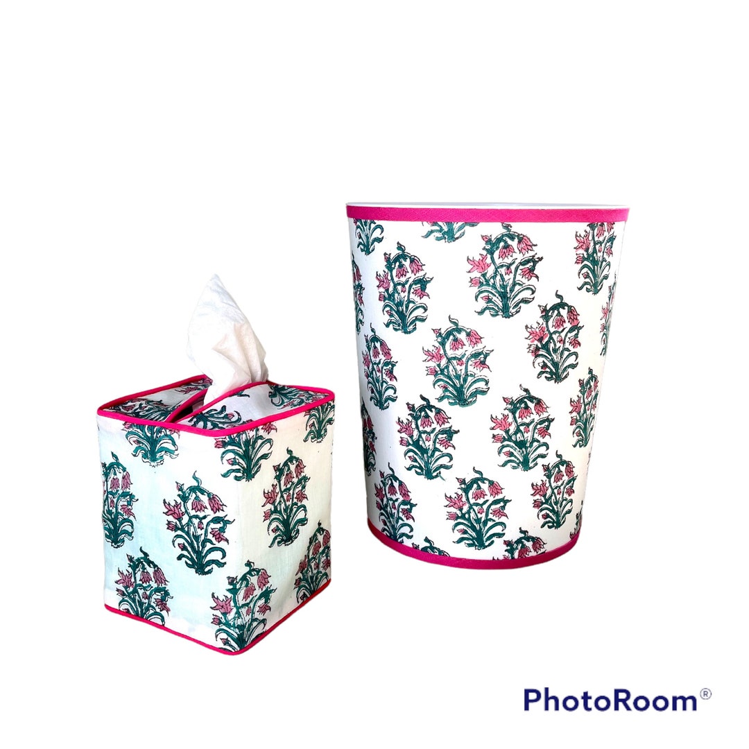 Wastebasket With Matching Tissue Box Cover Etsy