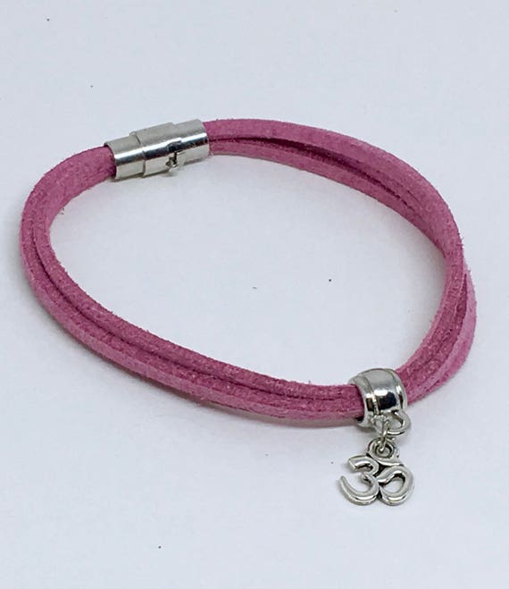 Suede with magnetic clasp and heart charm bracelet