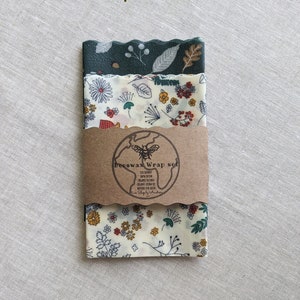 Large Beeswax food wraps, 4 sets, bowl cover, 100% cotton, organic wax, USA, eco friendly, plastic free Thanksgiving and Christmas gift