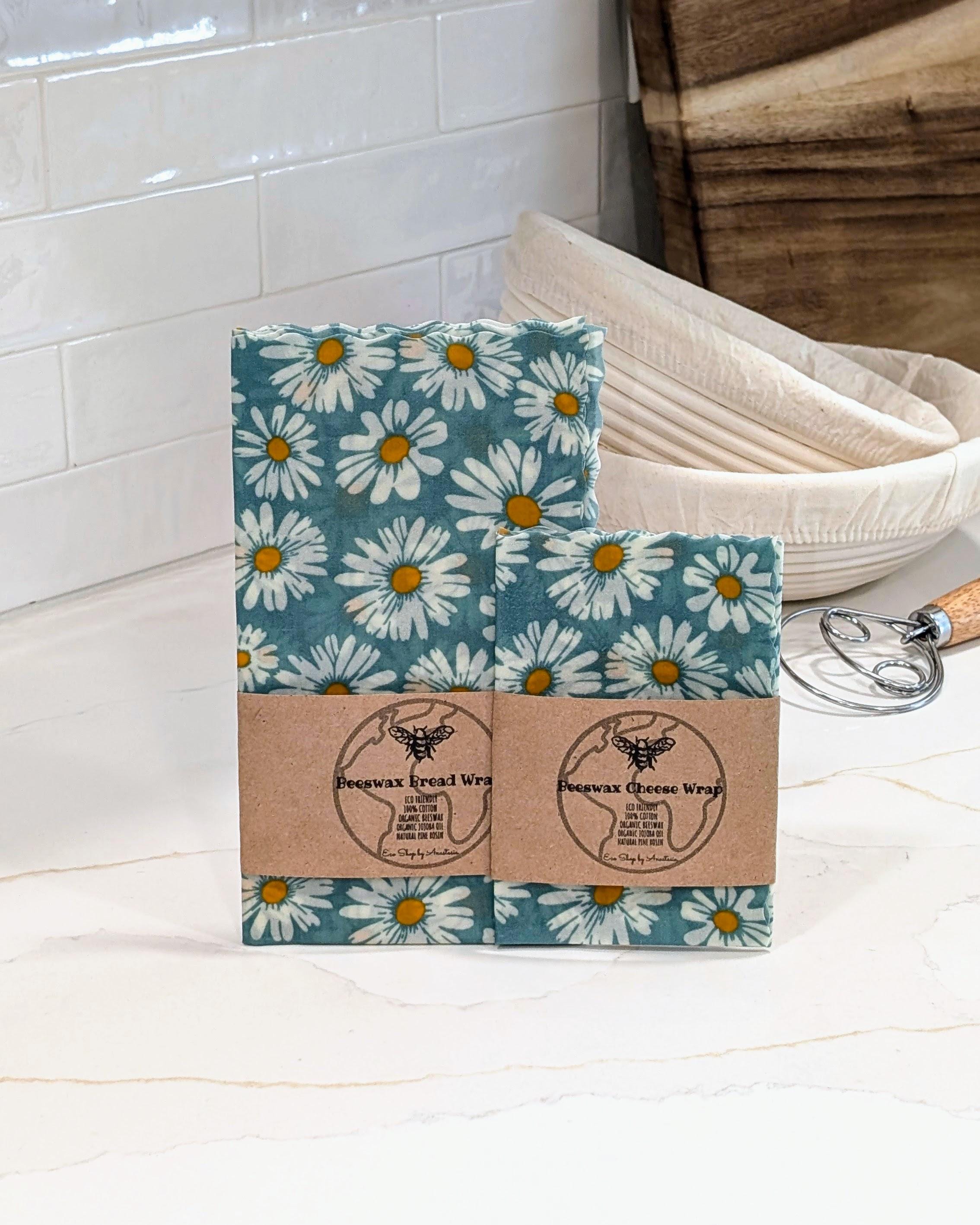 SET of 2 | XXL Beeswax Bread Wrap | 12" Cheese Wraps | 100%cotton | organic wax | made in USA | reusable eco-friendly | plastic-free gift