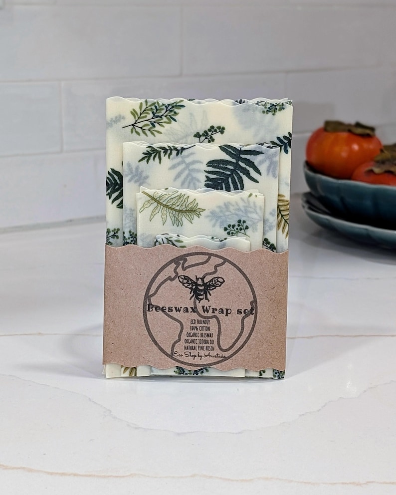 Set of 4 Beeswax food wraps set, bowl cover, 100% cotton, organic wax, USA handmade, eco-friendly, plastic-free gift