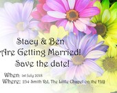 Customized Invitations, Save the Date, 5"x7" PostCard with Envelope, Customized Envelope, Floral Design, Flower Invites, PreWedding Planning